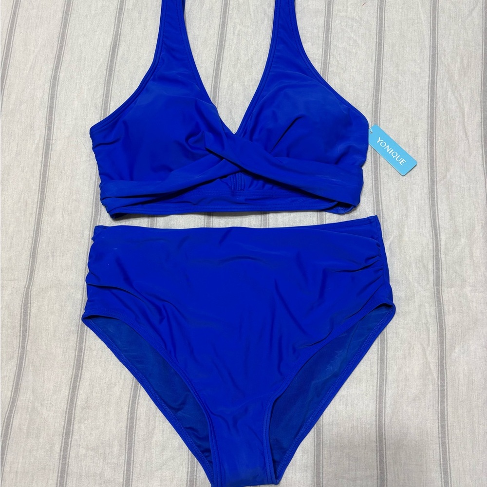 YoniQue Royal Blue Two-Piece Bikini Set Large NWT